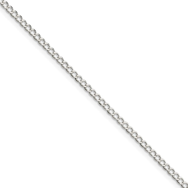 Sterling Silver 2.5mm Open D/C Curb Chain Anklet-WBC-QPE29-9
