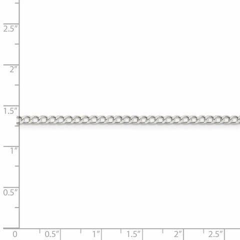 Sterling Silver 2.8mm Open D/C Curb Chain Anklet-WBC-QPE30-10