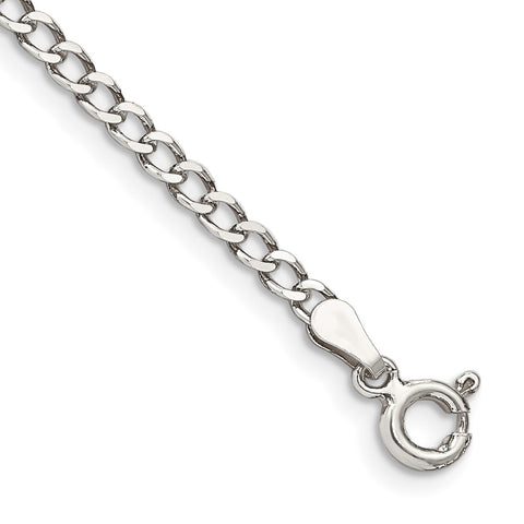 Sterling Silver 2.8mm Open D/C Curb Chain Anklet-WBC-QPE30-9