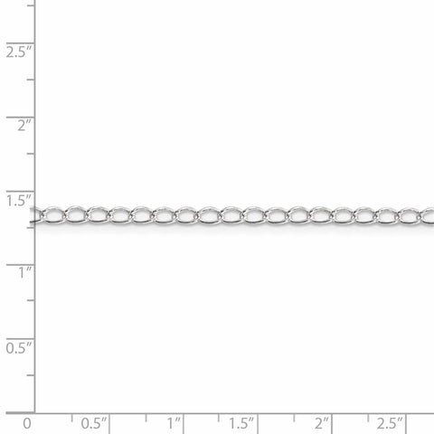 Sterling Silver 3mm Half Round Wire Open Curb Chain Anklet-WBC-QPE32-9