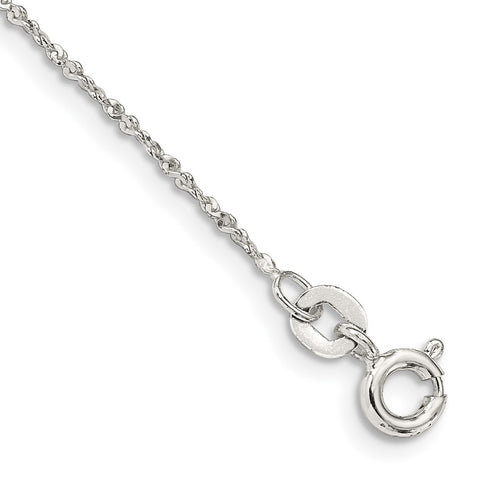 Sterling Silver 1mm Twisted Serpentine Chain Anklet-WBC-QPE38-9