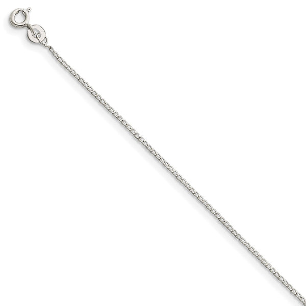 Sterling Silver 1mm Open Elongated Link Curb Chain Anklet-WBC-QPE42-9