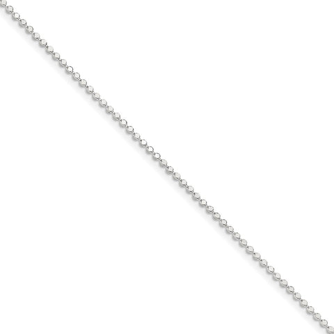 Sterling Silver 1.15mm Square Fancy Beaded Chain Anklet-WBC-QPE74-9