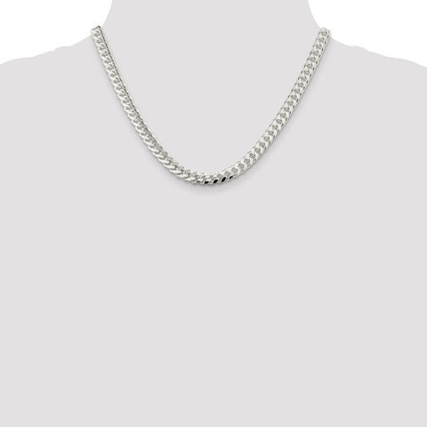 Sterling Silver 7mm Domed w/ Side D/C Curb Chain-WBC-QRC200-18