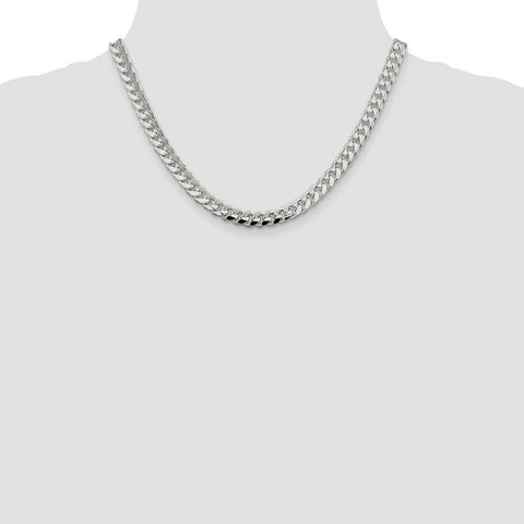 Sterling Silver 7.35mm Domed w/ Side D/C Curb Chain-WBC-QRC220-18