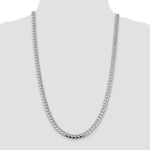 Sterling Silver 7.35mm Domed w/ Side D/C Curb Chain-WBC-QRC220-26
