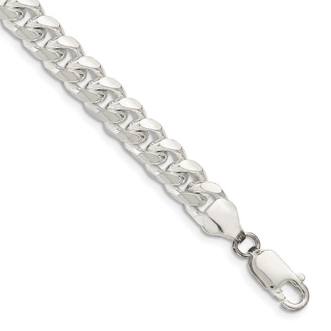 Sterling Silver 7.35mm Domed w/ Side D/C Curb Chain-WBC-QRC220-8