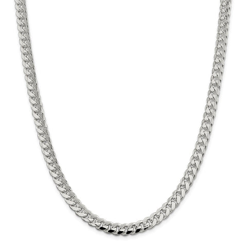 Sterling Silver 7.35mm Domed w/ Side D/C Curb Chain-WBC-QRC220-24