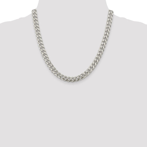 Sterling Silver 8.5mm Domed w/ Side D/C Curb Chain-WBC-QRC240-20