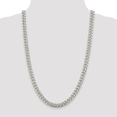 Sterling Silver 8.5mm Domed w/ Side D/C Curb Chain-WBC-QRC240-26