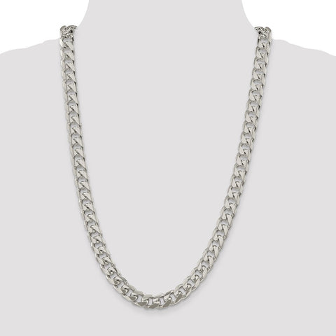 Sterling Silver 10.5mm Domed w/ Side D/C Curb Chain-WBC-QRC300-26
