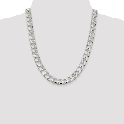 Sterling Silver 11mm Domed w/ Side D/C Curb Chain-WBC-QRC350-22