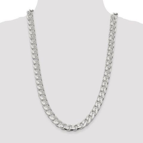 Sterling Silver 11mm Domed w/ Side D/C Curb Chain-WBC-QRC350-26