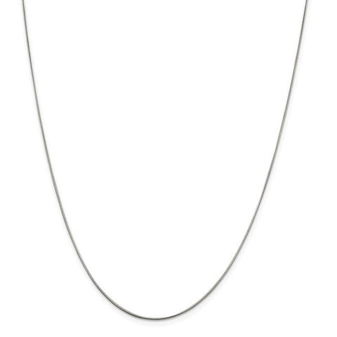 Sterling Silver Rhodium-plated .8mm Round Snake Chain w/2in ext.-WBC-QSN020RH-18