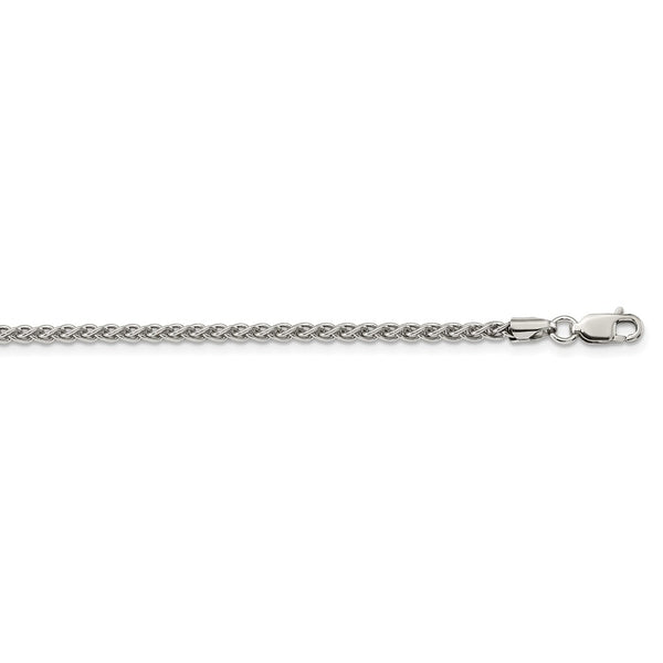Sterling Silver Rhodium-plated 2.5mm Round Spiga Chain-WBC-QSP060R-20
