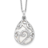 Sterling Silver White Agate & CZ Dew of Heaven 18in Necklace-WBC-QSX100