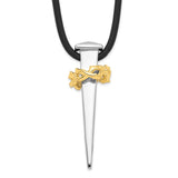 Sterling Silver & Gold Plated No Greater Love Nail 16in Necklace-WBC-QSX113