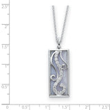 Sterling Silver Blue Lace Agate & CZ Living Water 18in Necklace-WBC-QSX134