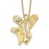 Sterling Silver & Gold-plated CZ Angel of Motherhood 18in Necklace-WBC-QSX154
