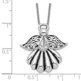 Sterling Silver CZ Antiqued Angel of Remembrance 18in Necklace-WBC-QSX159