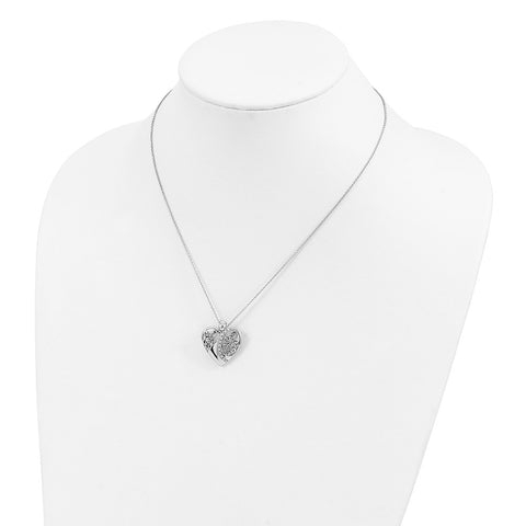 Sterling Silver CZ Antiqued 18in Angel of Love Necklace-WBC-QSX161