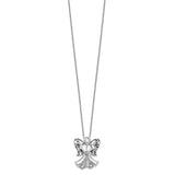 Sterling Silver CZ Antiqued Angel of Strength 18in Necklace-WBC-QSX171