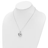 Sterling Silver Antiqued Heart Remembrance Ash Holder 18in Necklace-WBC-QSX173