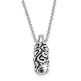 Sterling Silver Antiqued Cylinder Remembrance Ash Holder 18in Necklace-WBC-QSX179