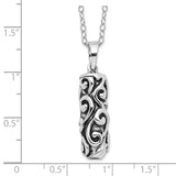 Sterling Silver Antiqued Cylinder Remembrance Ash Holder 18in Necklace-WBC-QSX179