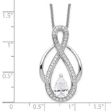 Sterling Silver & CZ Tear of Strength 18in Necklace-WBC-QSX195