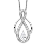 Sterling Silver & CZ Tear of Strength 18in Necklace-WBC-QSX195