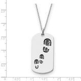 Sterling Silver Antiqued Footsteps 18in Dog Tag Necklace-WBC-QSX231