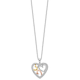 Sterling Silver Rose & Gold-plated The Bond of Love 18in Heart Necklace-WBC-QSX245