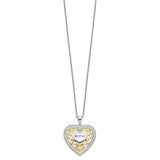 Sterling Silver & Gold-plated Mother 18in Heart Necklace-WBC-QSX251