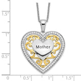 Sterling Silver & Gold-plated Mother 18in Heart Necklace-WBC-QSX251