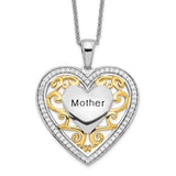 Sterling Silver & Gold-plated Mother 18in Heart Necklace-WBC-QSX251