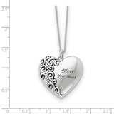 Sterling Silver Antiqued Bless Your Heart 18in Necklace-WBC-QSX261