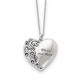 Sterling Silver Antiqued Bless Your Heart 18in Necklace-WBC-QSX261