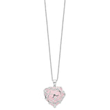 Sterling Silver & Rose Quartz Generous Heart 18in Necklace-WBC-QSX263