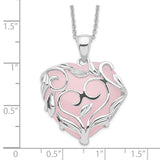Sterling Silver & Rose Quartz Generous Heart 18in Necklace-WBC-QSX263