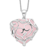 Sterling Silver & Rose Quartz Generous Heart 18in Necklace-WBC-QSX263