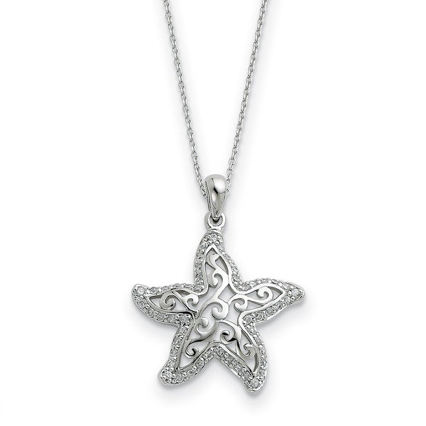 Sterling Silver CZ Make A Difference 18in Necklace-WBC-QSX318