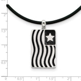 Sterling Silver Waves Of Pride 22in Rubber Cord w/2in ext Necklace-WBC-QSX328