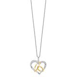 Sterling Silver & Gold-plated CZ To Have And To Hold 18in Necklace-WBC-QSX346