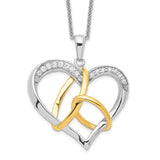 Sterling Silver & Gold-plated CZ To Have And To Hold 18in Necklace-WBC-QSX346