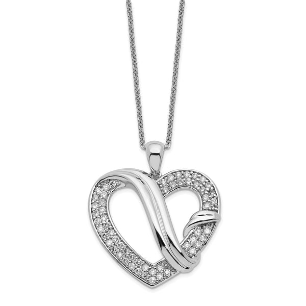 Sterling Silver CZ Forever Grateful 18in Necklace-WBC-QSX381