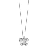 Sterling Silver Antiqued CZ Angel of Courage 18in Necklace-WBC-QSX384