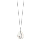 Sterling Silver Mother of Pearl & CZ Tear From Heaven 18in Necklace-WBC-QSX407