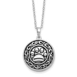 Sterling Silver Antiqued Paw Ash Holder 18in Necklace-WBC-QSX426