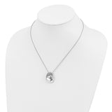 Sterling Silver CZ Glimpse of my Heart 18in Heart Necklace-WBC-QSX470